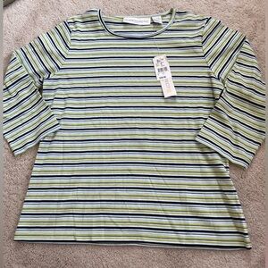 Blue and Green Striped Quarter Sleeve